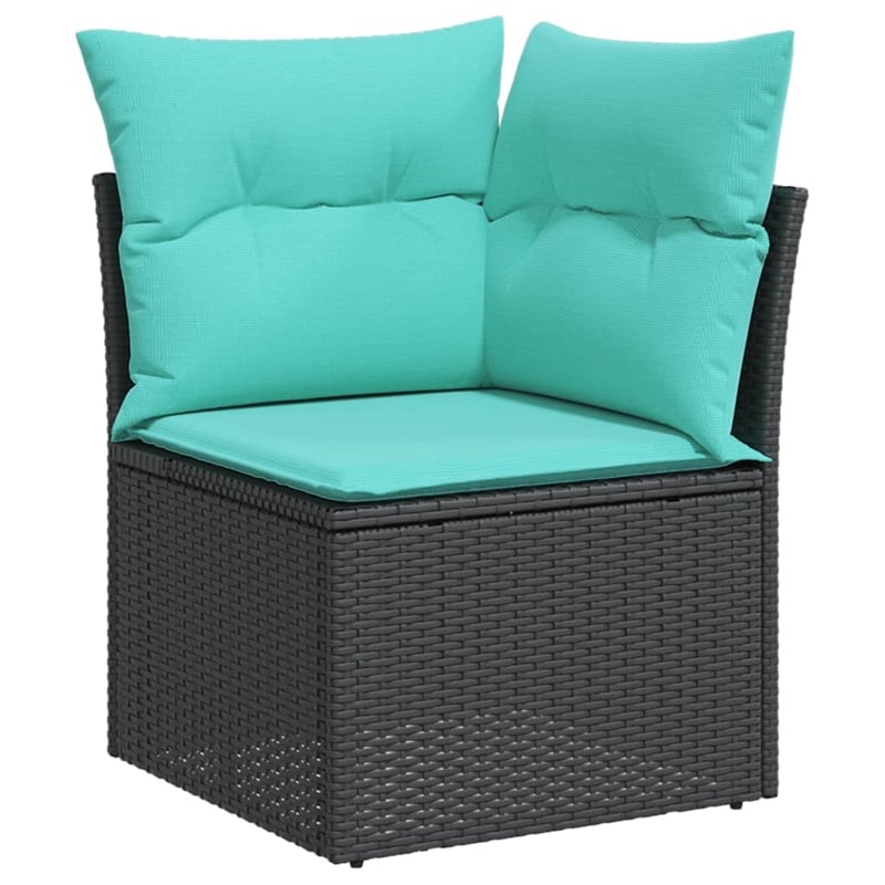 Afuera Living Contemporary Synthetic Poly Rattan 7 Piece Patio Sofa Set in Black