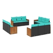Afuera Living Contemporary 12 Piece Poly Rattan Patio Sofa Set in Black