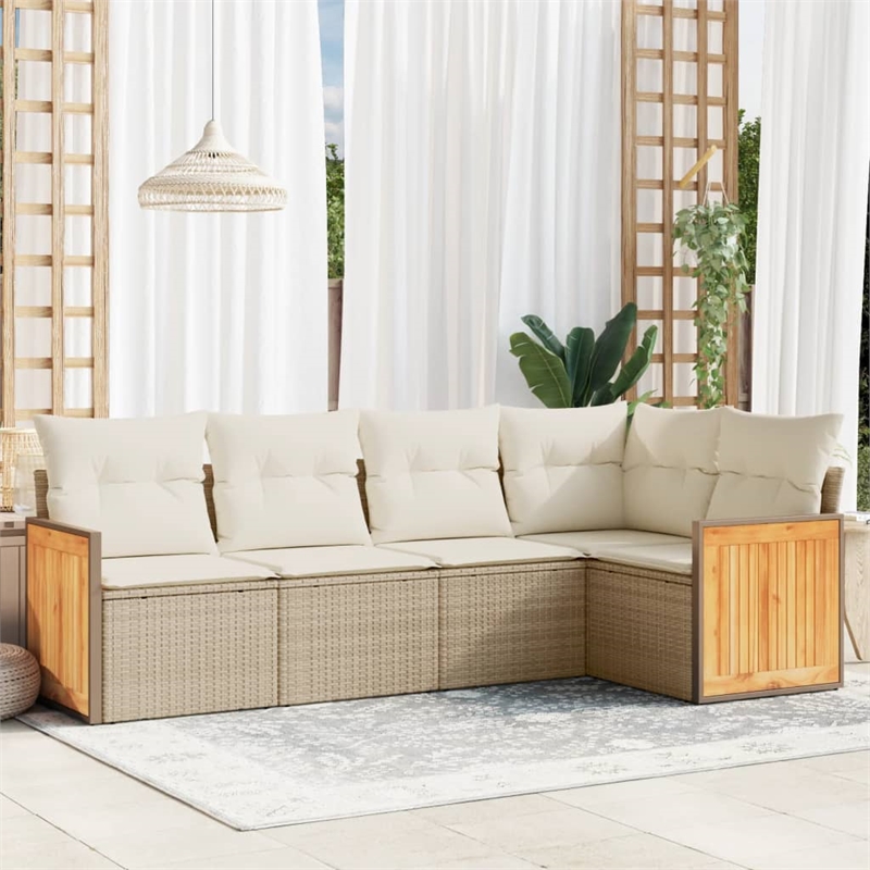 Afuera Living Contemporary 5 Piece Steel Large Sofa Set in Beige