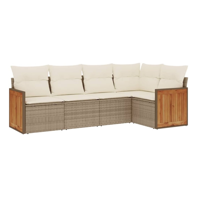 Afuera Living Contemporary 5 Piece Steel Large Sofa Set in Beige