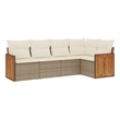 Afuera Living Contemporary 5 Piece Steel Large Sofa Set in Beige