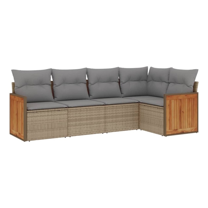 Afuera Living Contemporary 5 Piece Small Sofa Set in Gray/Beige
