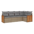 Afuera Living Contemporary 5 Piece Small Sofa Set in Gray/Beige