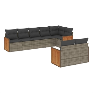 Afuera Living Contemporary Synthetic Poly Rattan 8 Piece  Sofa Set in Gray