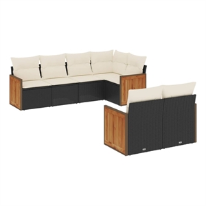 Afuera Living Contemporary 7 Piece Poly Rattan Sofa Set in Black