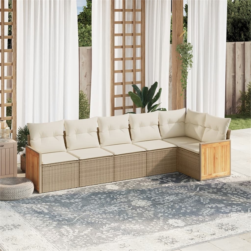 Afuera Living Contemporary 6 Piece Steel Large Sofa Set in Beige