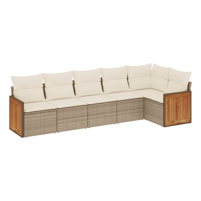 Afuera Living Contemporary 6 Piece Steel Large Sofa Set in Beige