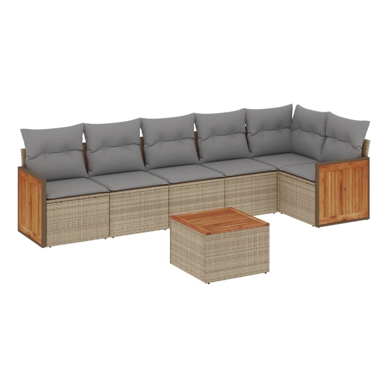 Afuera Living Contemporary 7 Piece Steel Small Sofa Set in Gray/Beige