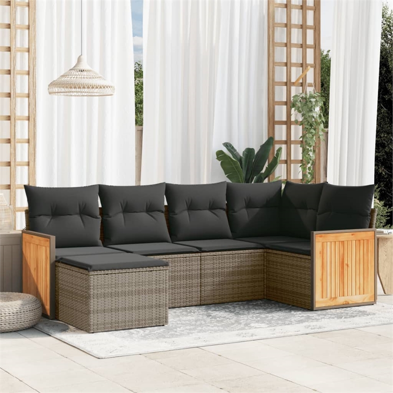 Afuera Living Contemporary 6 Piece Steel Medium Sofa Set in Gray