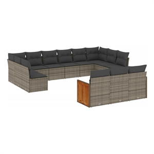 Afuera Living Contemporary Synthetic Poly Rattan Small Sofa Set in Gray