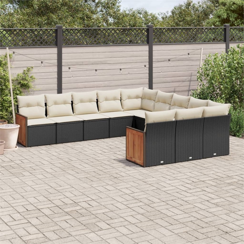 Afuera Living Contemporary Steel Small Sofa Set in Black/Cream