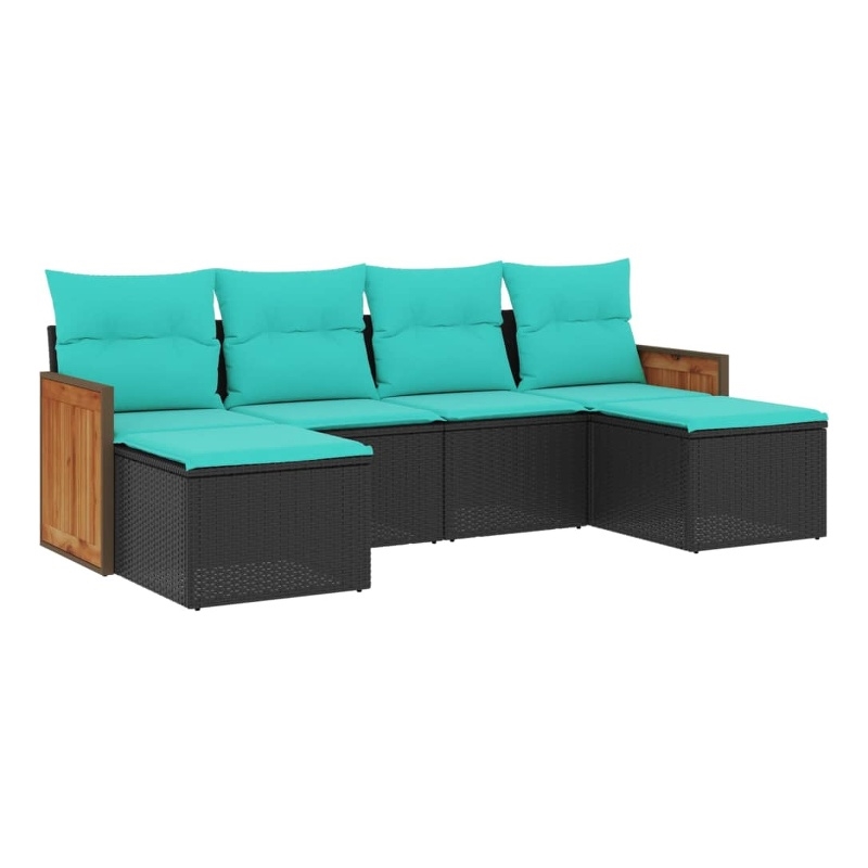 Afuera Living Contemporary Steel Patio Sofa Set in Black/Blue