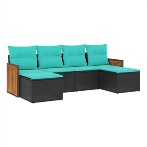 Afuera Living Contemporary Steel Patio Sofa Set in Black/Blue
