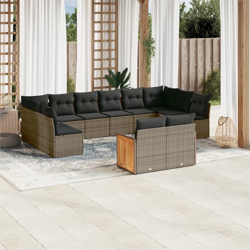 Afuera Living Synthetic Poly Wicker 12 Piece Steel Sofa Set in Gray