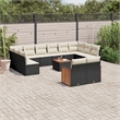 Afuera Living Contemporary Solid Acacia Wood Sofa Set in Black/Cream