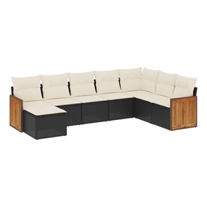 Afuera Living Contemporary 8 Piece Steel Sofa Set in Black/Cream