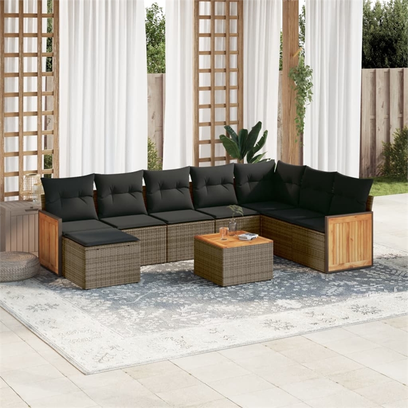 Afuera Living Contemporary 9 Piece Large Patio Sofa Set in Gray