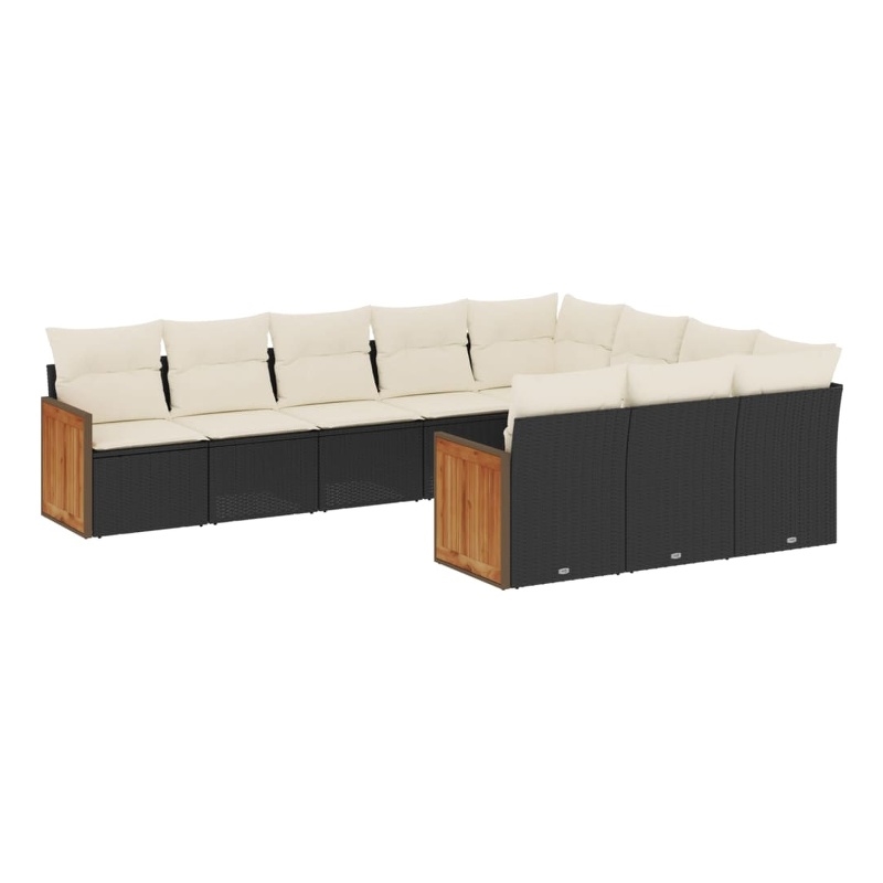 Afuera Living Contemporary 10 Piece Large Sofa Set in Black/Cream