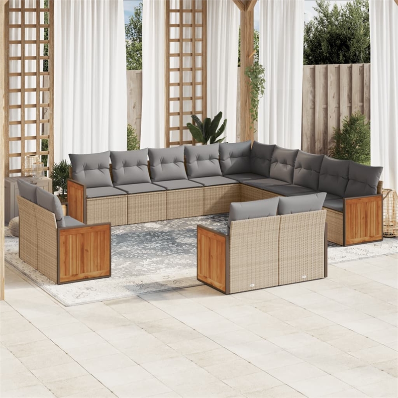 Afuera Living Contemporary 13 Piece Steel Large Sofa Set in Beige