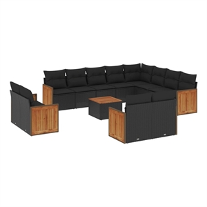 Afuera Living Contemporary Poly Rattan Large Sofa Set in Black
