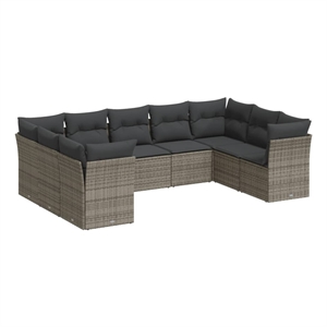 Afuera Living Contemporary Synthetic Poly Rattan  Sofa Set in Gray