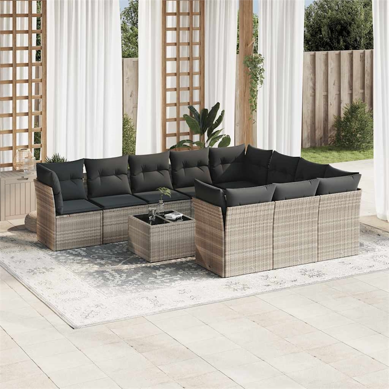 Afuera Living Contemporary 11 Piece Steel Small Sofa Set in Gray