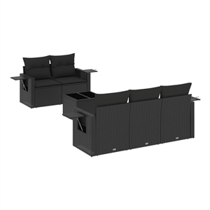 Afuera Living Contemporary 6 Piece Poly Rattan Sofa Set in Black
