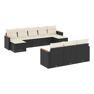 Afuera Living Contemporary 10 Piece Steel Sofa Set in Black/Cream