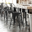 Afuera Living Counter Stool with Removable Back/Poly Seat-Black/Black