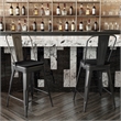 Afuera Living Counter Stool with Removable Back/Poly Seat-Black/Black