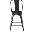 Afuera Living Counter Stool with Removable Back/Poly Seat-Black/Black
