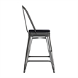 Afuera Living Counter Stool with Removable Back/Poly Seat-Black/Black