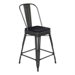 Afuera Living Counter Stool with Removable Back/Poly Seat-Black/Black