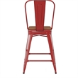 Afuera Living All-Weather Counter Stool with Removable Back/Poly Seat-Red/Teak