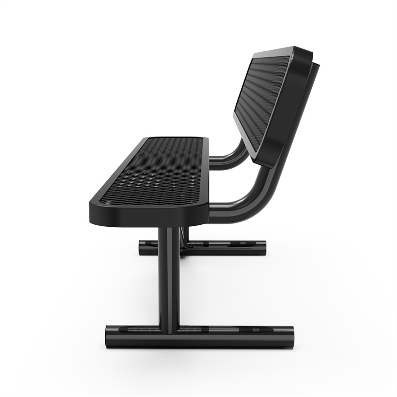 Afuera Living 6' Expanded Mesh Metal Outdoor Bench with Backrest in Black