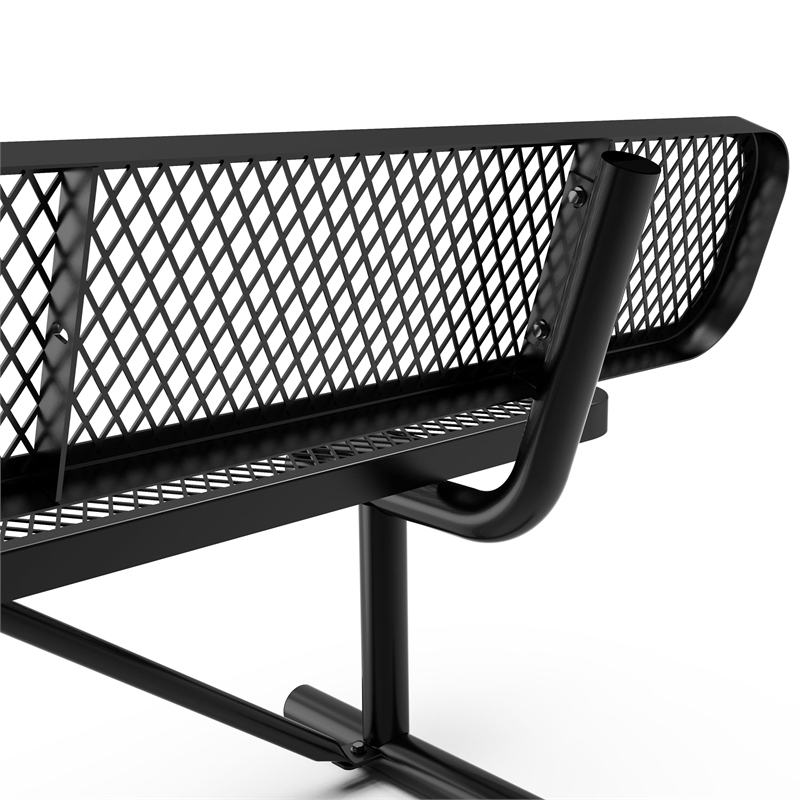 Afuera Living 6' Expanded Mesh Metal Outdoor Bench with Backrest in Black
