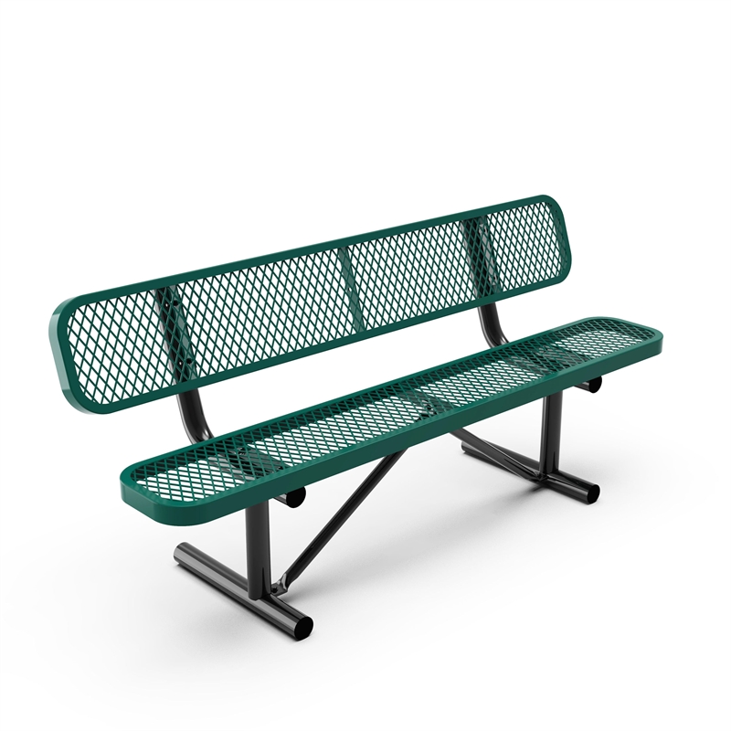 Afuera Living 6' Expanded Mesh Metal Outdoor Bench with Backrest in Green