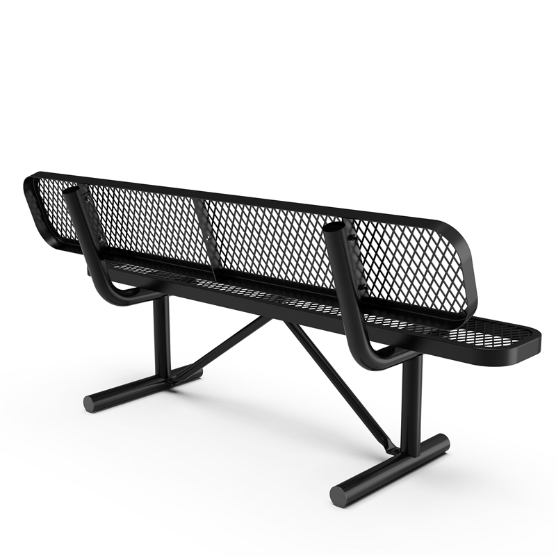 Afuera Living 6' Expanded Mesh Metal Outdoor Bench with Anchors in Black