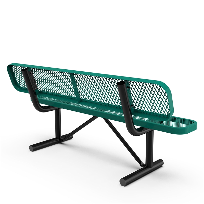 Afuera Living 6' Expanded Mesh Metal Outdoor Bench with Anchors in Green