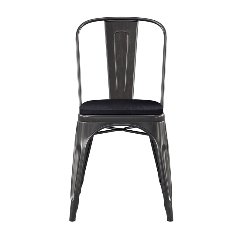 Afuera Living All-Weather Stack Chair & Poly Resin Seat in Antique Gold/Black