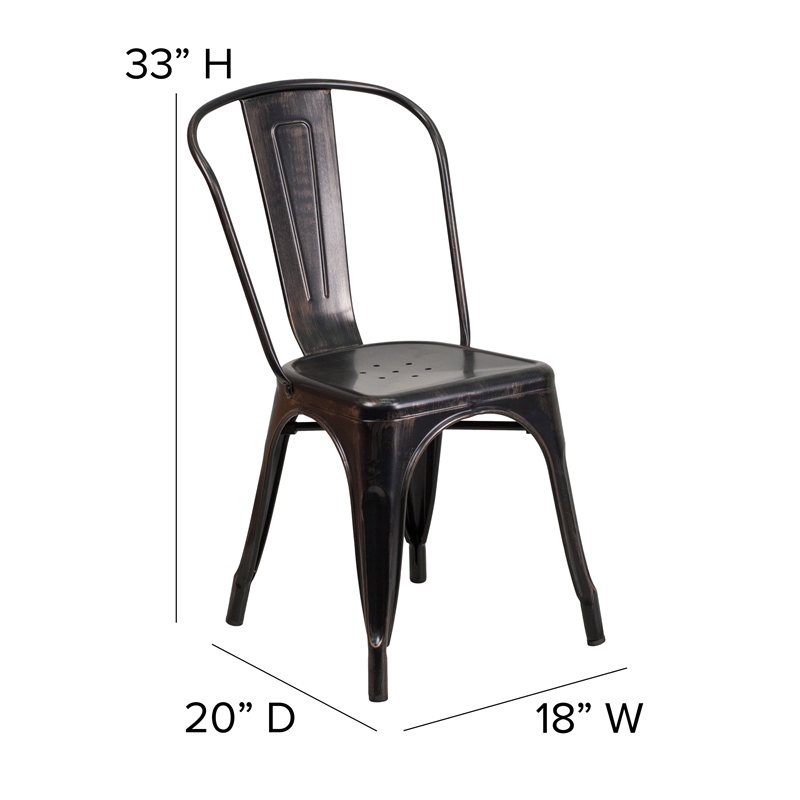 Afuera Living All-Weather Stack Chair & Poly Resin Seat in Antique Gold/Black