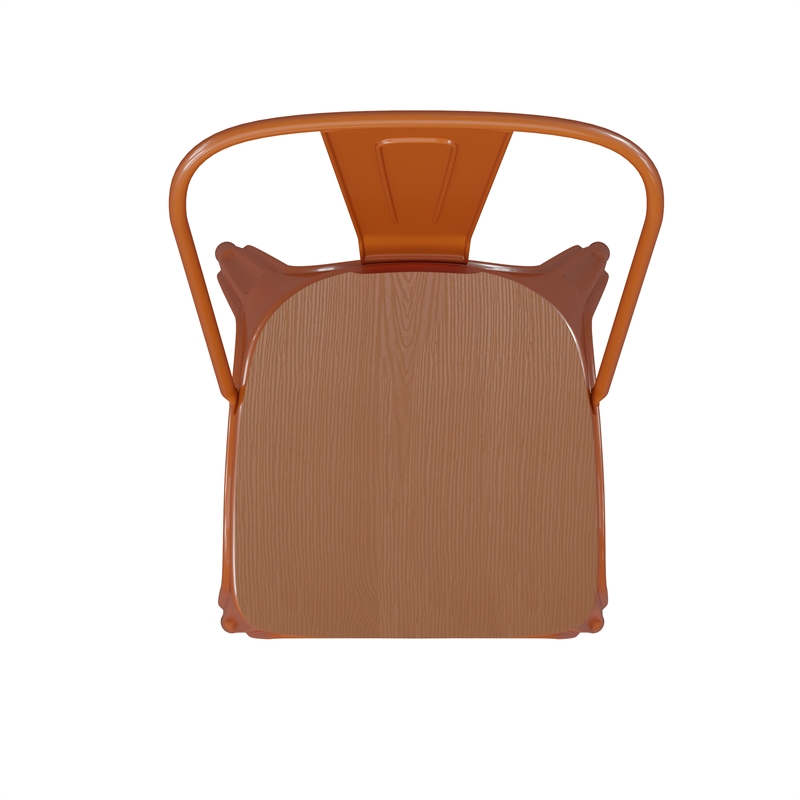 Afuera Living All-Weather Stack Chair & Poly Resin Seat in Orange/Teak