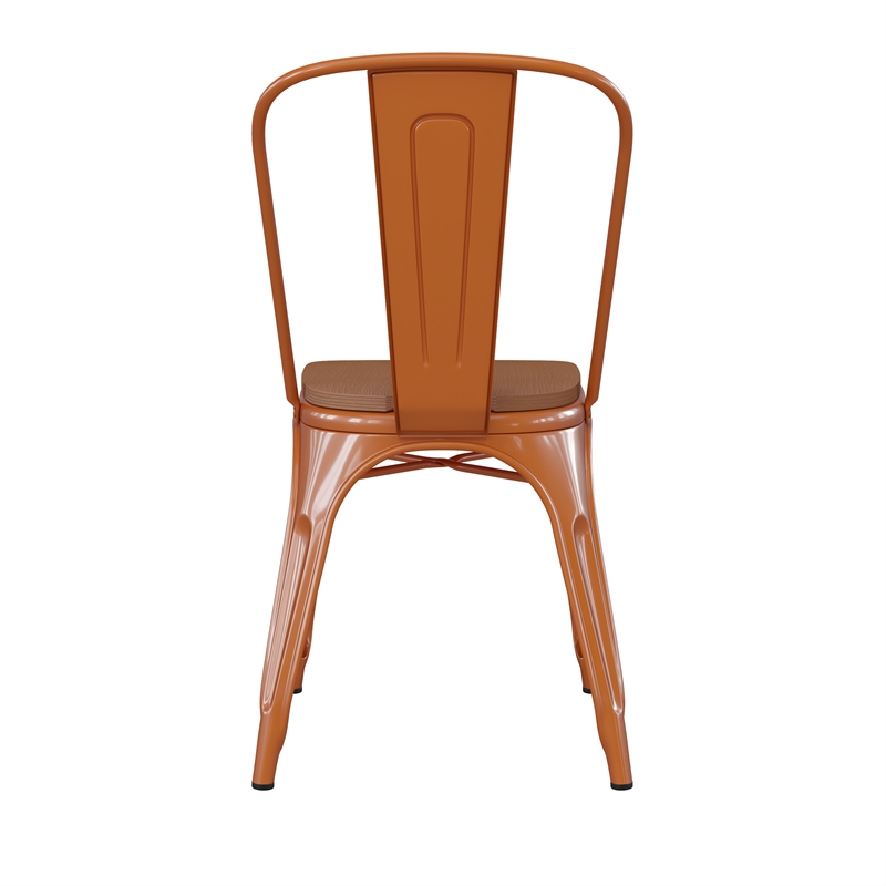 Afuera Living All-Weather Stack Chair & Poly Resin Seat in Orange/Teak