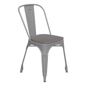Afuera Living All-Weather Stack Chair & Poly Resin Seat in Silver/Gray