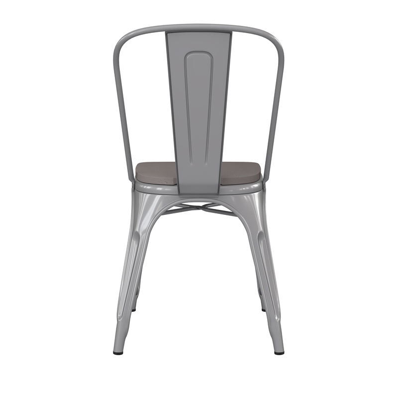 Afuera Living All-Weather Stack Chair & Poly Resin Seat in Silver/Gray