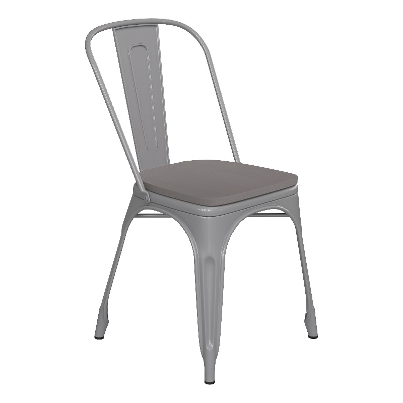 Afuera Living All-Weather Stack Chair & Poly Resin Seat in Silver/Gray