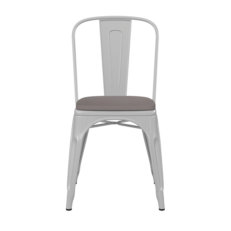 Afuera Living All-Weather Commercial Stack Chair & Poly Resin Seat in White/Gray