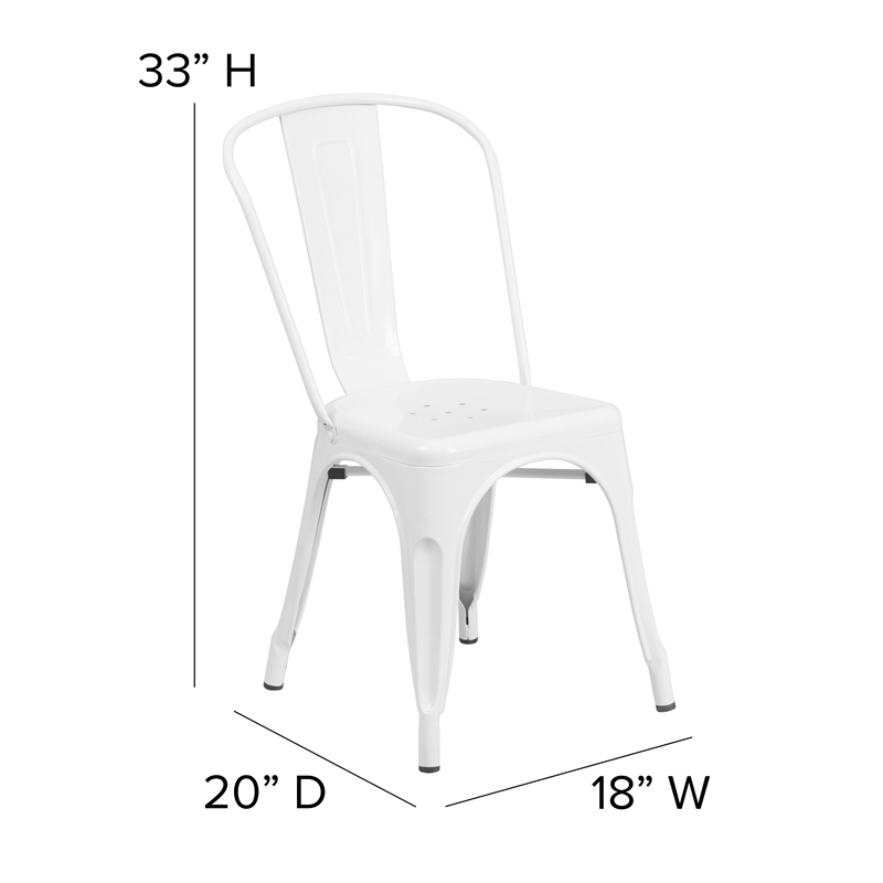 Afuera Living All-Weather Commercial Stack Chair & Poly Resin Seat in White/Gray