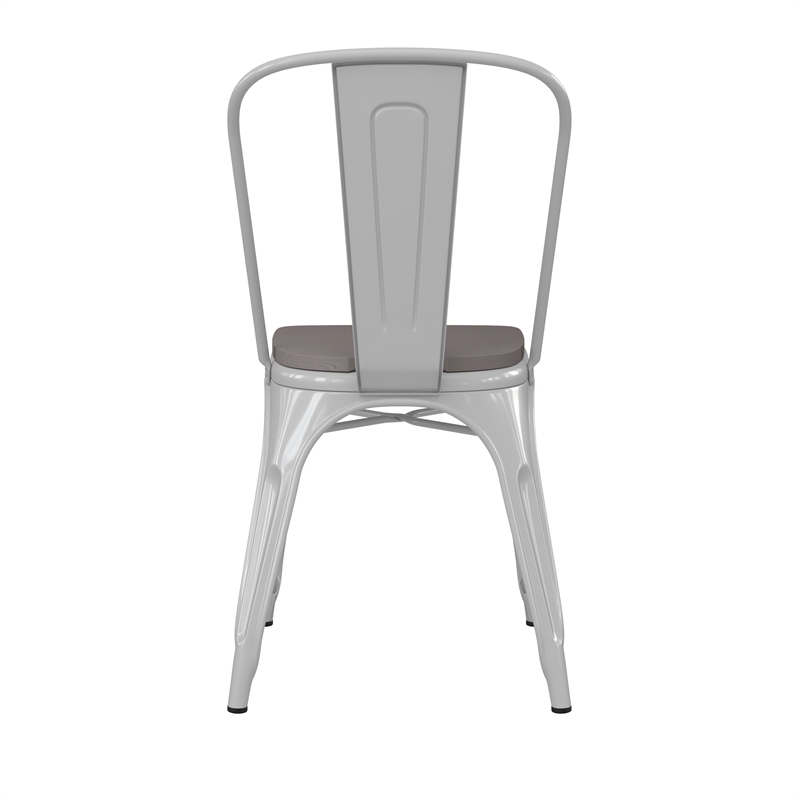 Afuera Living All-Weather Commercial Stack Chair & Poly Resin Seat in White/Gray