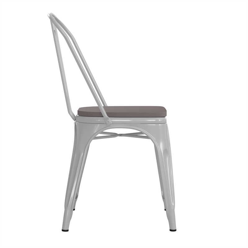 Afuera Living All-Weather Commercial Stack Chair & Poly Resin Seat in White/Gray